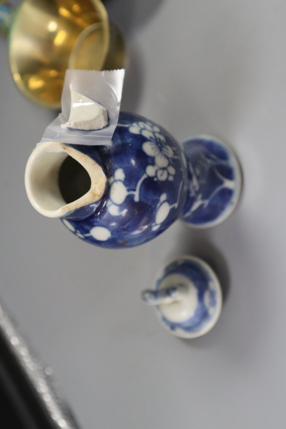 A Chinese Hundred Boys miniature ovoid vase, six-character mark, H 8cm and a collection of other Asian ceramics, max height 19cm